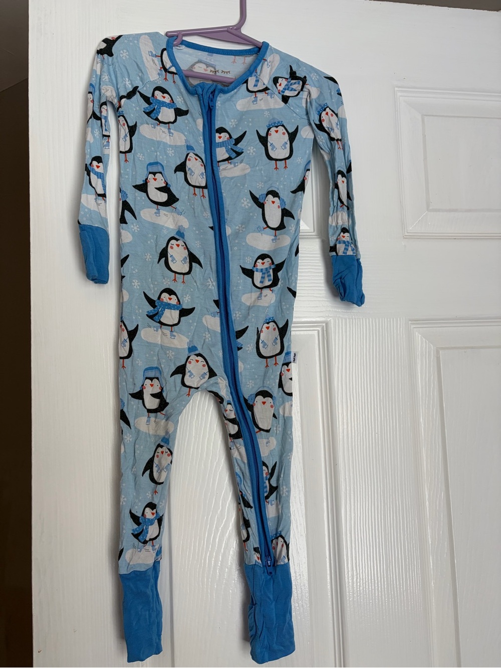 Little Sleepies Light Blue Penguin Zip Footie